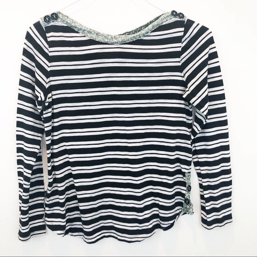 Anthropologie Postage Stamp Blue Striped Tee XS